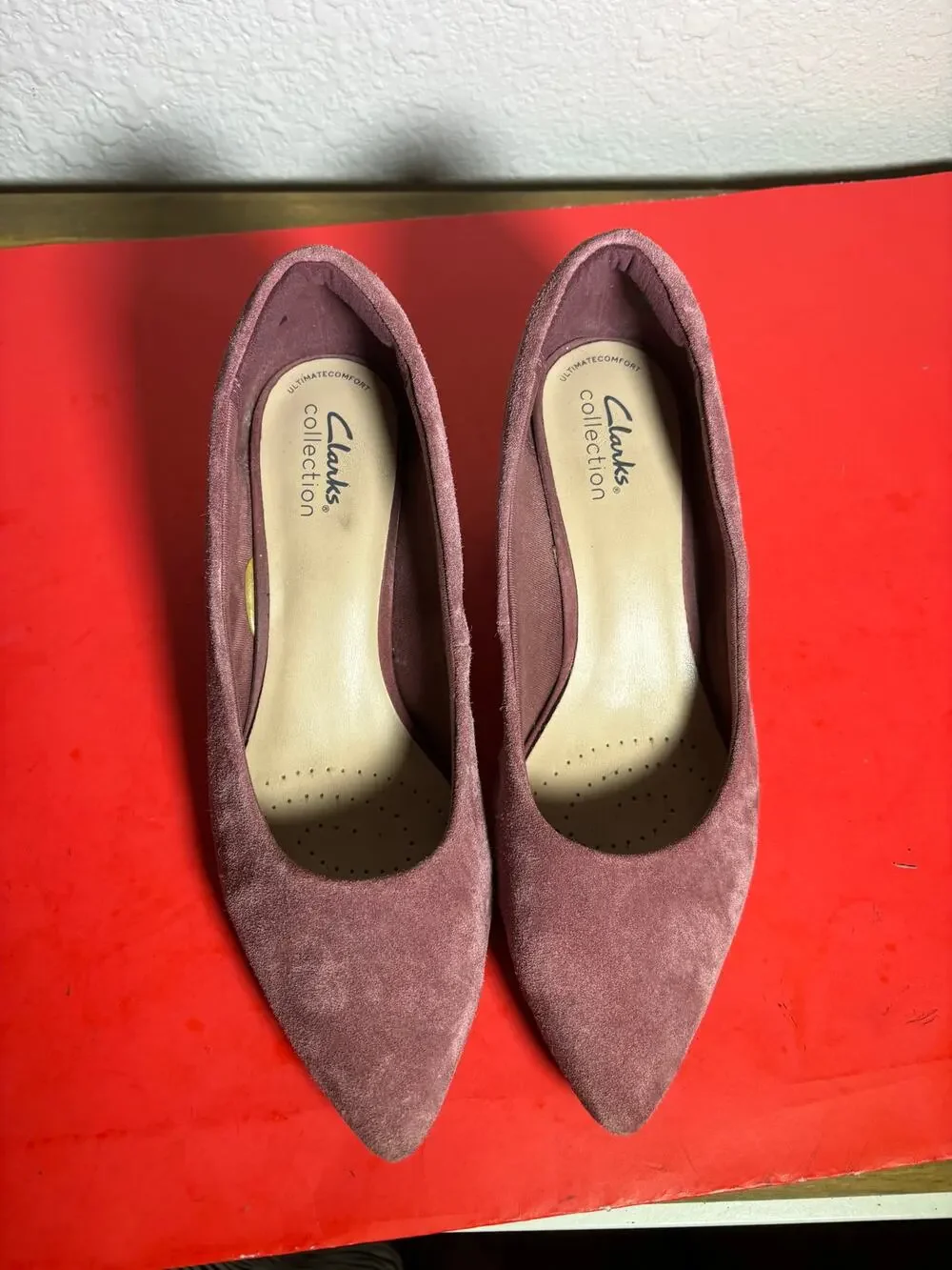 Clarks Heels Ultimate Comfort Collection Suede Blush Pink Women’s Size 8 Shoes